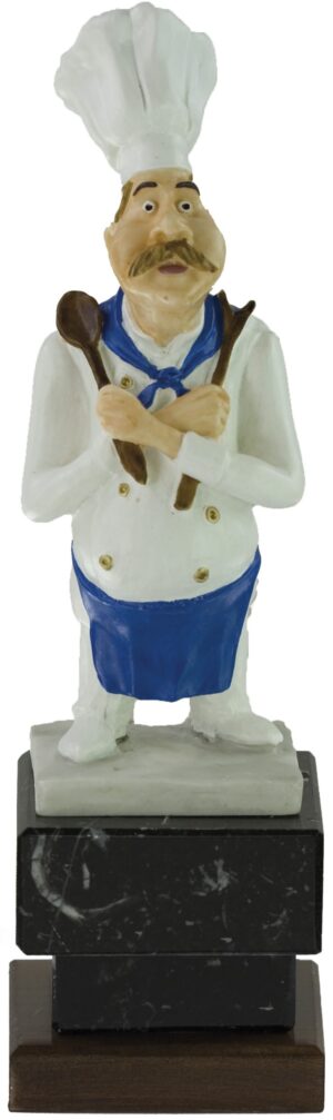 Trofeo cocinero azul y blanco