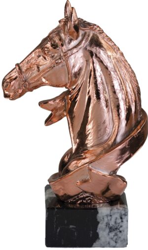 Trofeo de cabeza de caballo con acabado en bronce 23 cm