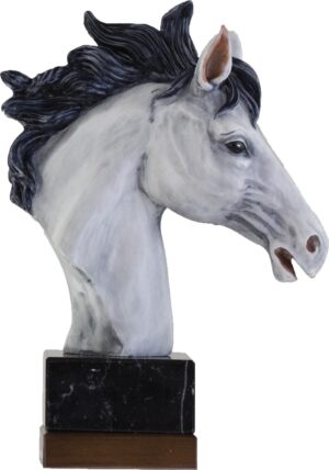 Trofeo caballo gris con pelo negro 23 cm 25 cm 27 cm