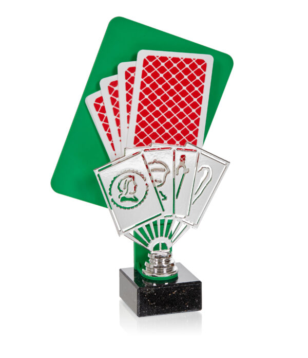 TROFEOS 3D JUEGOS CARTAS CON DEPORTE EN BRILLO METAL